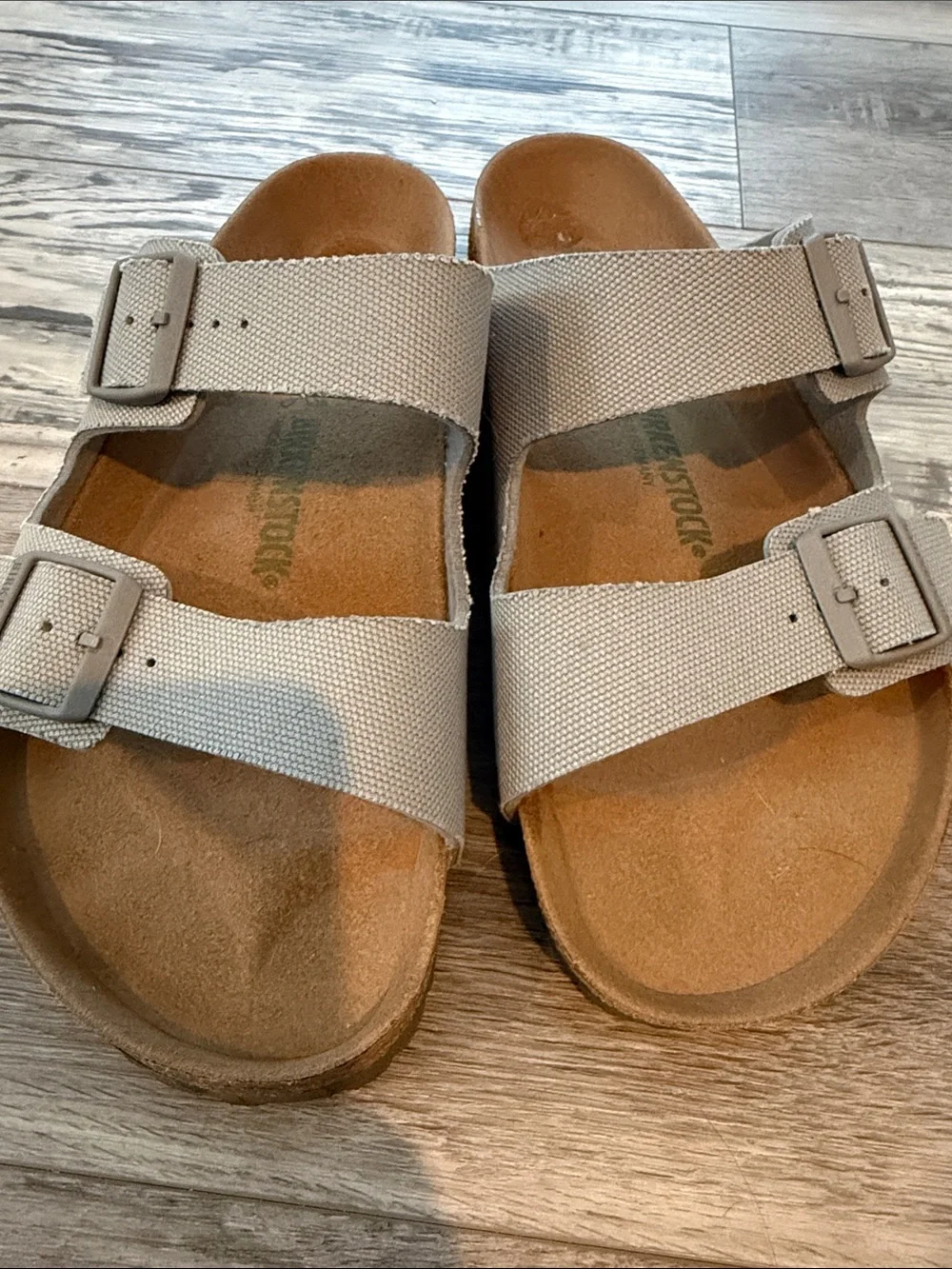 Men’s Birkenstocks Double-Strap Gray Slide Sandals